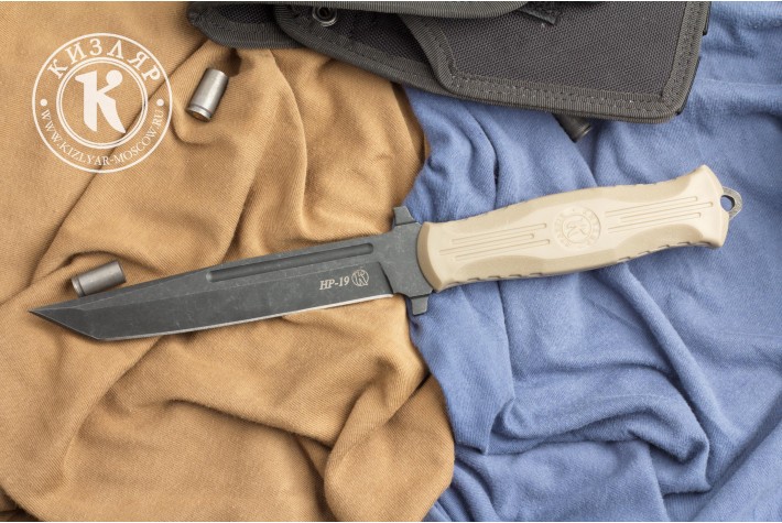 Нож НР-19 стоунвош черный эластрон песок 