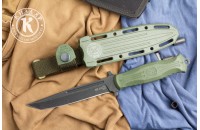 Нож НР-19 стоунвош черный эластрон олива 