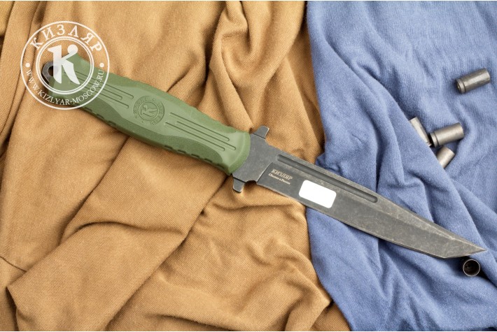 Нож НР-19 стоунвош черный эластрон олива 