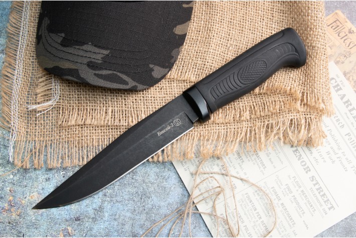 Нож Енисей-2 AUS-8 стоунвош черный эластрон 