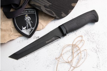 Нож Катанга-2 AUS-8 стоунвош черный эластрон