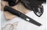 Нож Катанга-2 AUS-8 стоунвош черный эластрон 