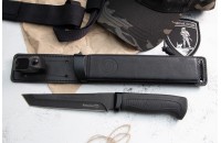 Нож Катанга-2 AUS-8 стоунвош черный эластрон 