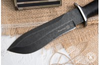 Нож Легионер AUS-8 стоунвош черный кожа 