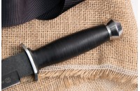 Нож Легионер AUS-8 стоунвош черный кожа 