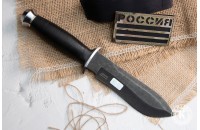 Нож Легионер AUS-8 стоунвош черный кожа 