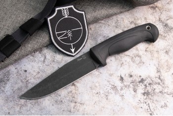 Нож Линь AUS-8 стоунвош черный эластрон