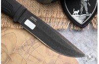 Нож Речной AUS-8 стоунвош черный эластрон 