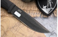 Нож Речной AUS-8 стоунвош черный эластрон 