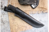 Нож Речной AUS-8 стоунвош черный эластрон 