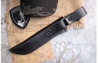 Нож Речной AUS-8 стоунвош черный эластрон 