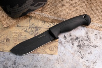 Нож Рыбный AUS-8 стоунвош черный эластрон