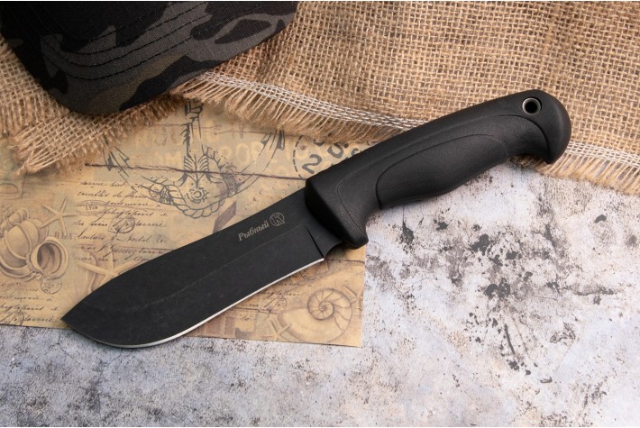 Нож Рыбный AUS-8 стоунвош черный эластрон 