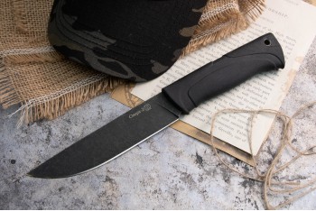 Нож Стерх-2 AUS-8 стоунвош черный эластрон