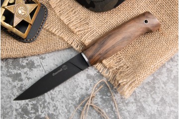 Нож Финский AUS-8 стоунвош черный дерево