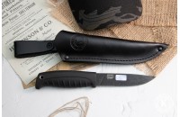Нож Финский Х12МФ стоунвош черный эластрон 