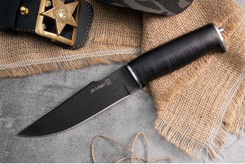 Нож Ш-5 Барс AUS-8 стоунвош черный кожа