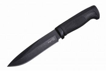 Нож Амур-2 AUS-8 стоунвош черный эластрон 