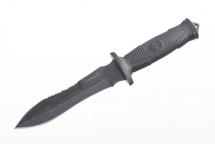 Нож Сталкер рукоять эластрон чёрный 