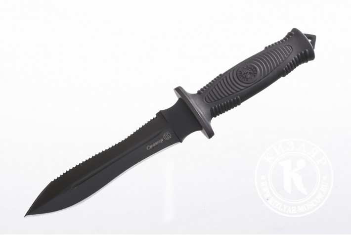 Нож Сталкер EU AUS-8 стоунвош черный эластрон 