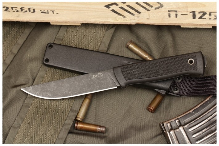 Нож Руз D2 стоунвош черный эластрон 