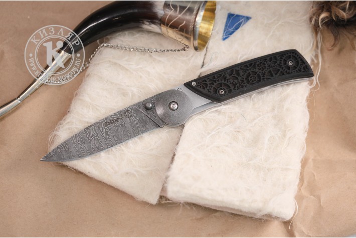 Нож складной Байкер-1 дамасск резная рукоять 