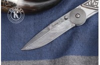 Нож складной Байкер-1 дамасск плашки серебро (модель 1) 