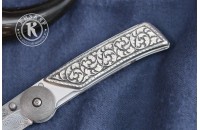 Нож складной Байкер-1 дамасск плашки серебро (модель 1) 