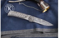 Нож складной Байкер-1 дамасск плашки серебро (модель 1) 