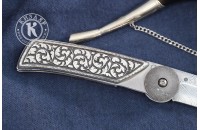 Нож складной Байкер-1 дамасск плашки серебро (модель 1) 