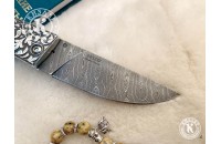Нож складной Стерх дамасск плашки серебро 