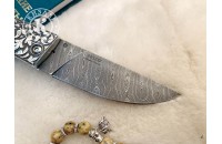 Нож складной Стерх дамасск плашки серебро 