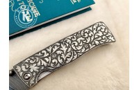 Нож складной Стерх дамасск плашки серебро 